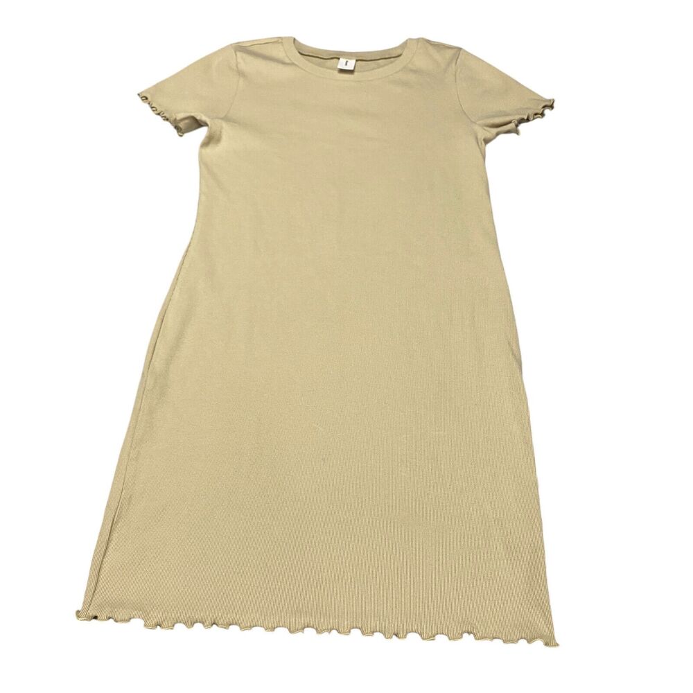 ABOUND‎ Women's Mini Raincheck Dress Beige Cream Ribbed Large MSRP $29